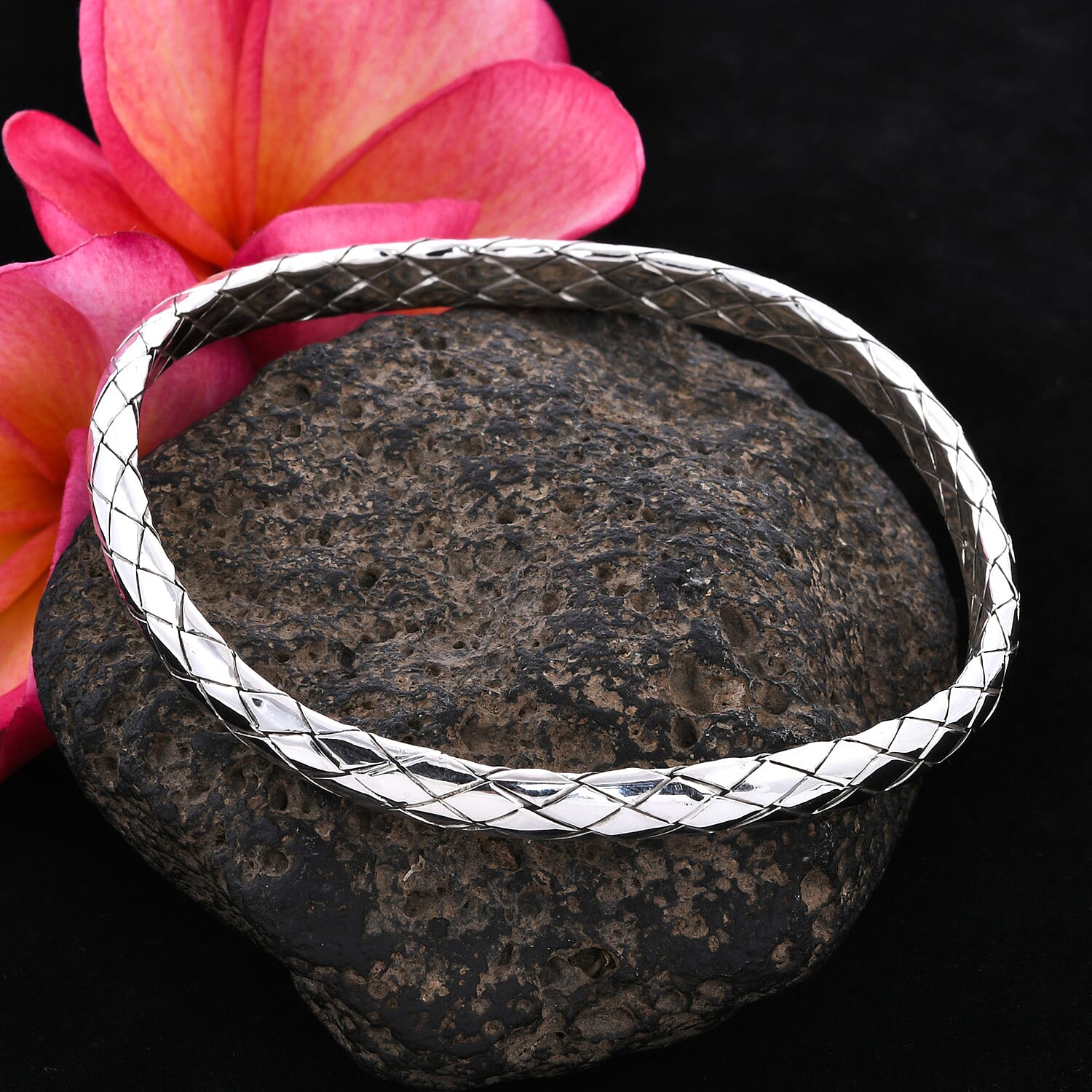 Royal Bali Collection - Sterling Silver Bangle (Size 8), Silver wt 20.00 Gms