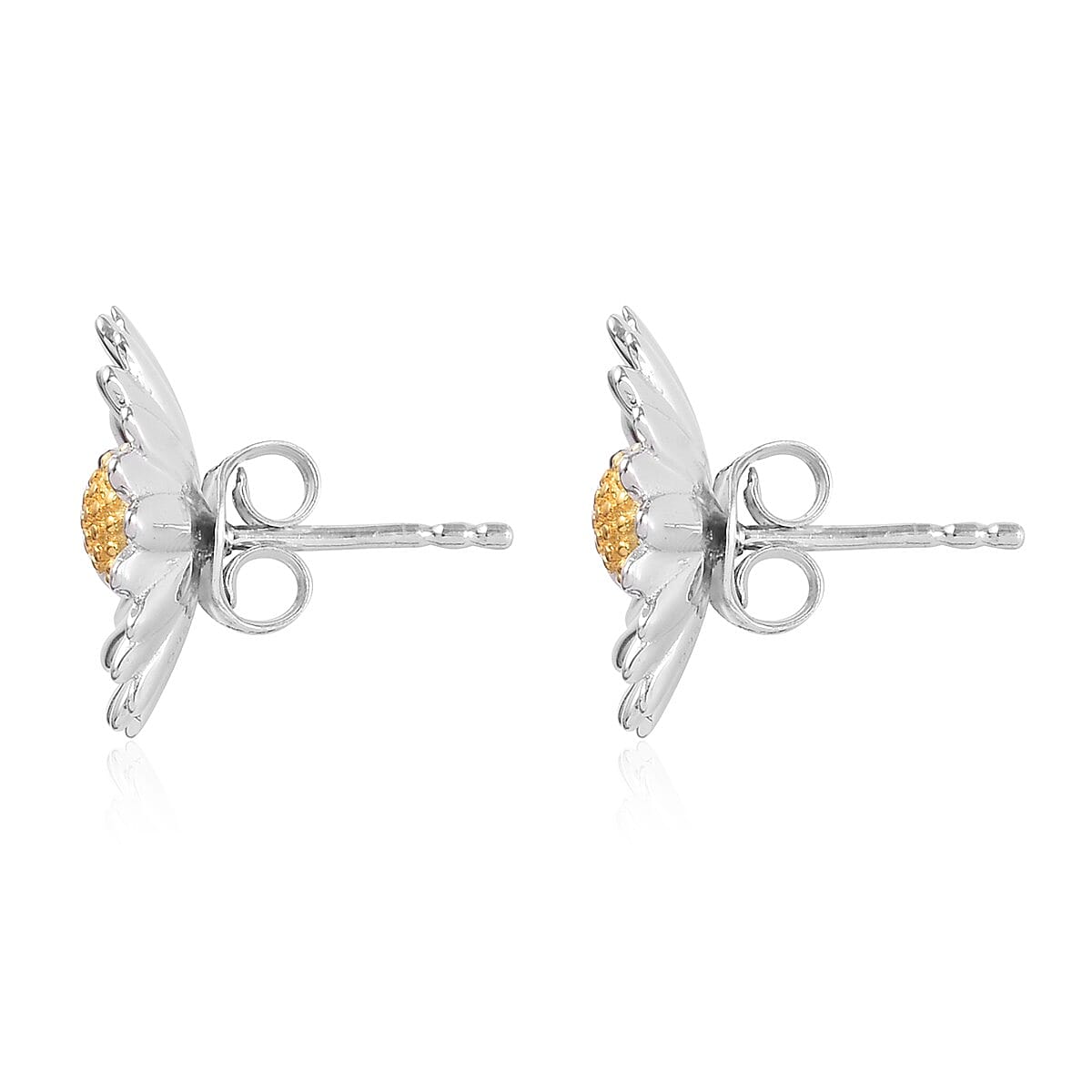 Platinum and Yellow Gold Overlay Sterling Silver Earrings (with Push Back)