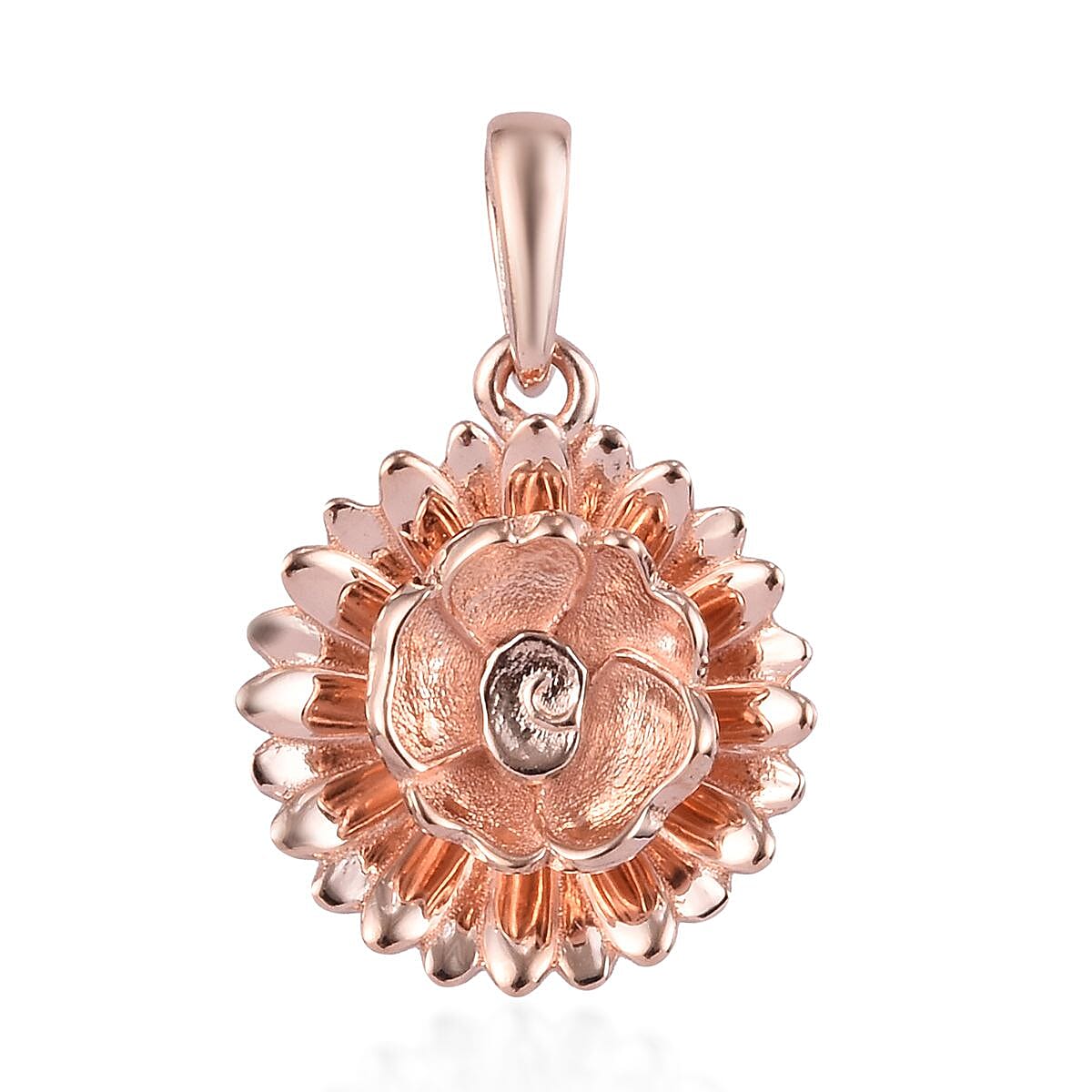 Rose Gold Overlay Sterling Silver Floral Pendant