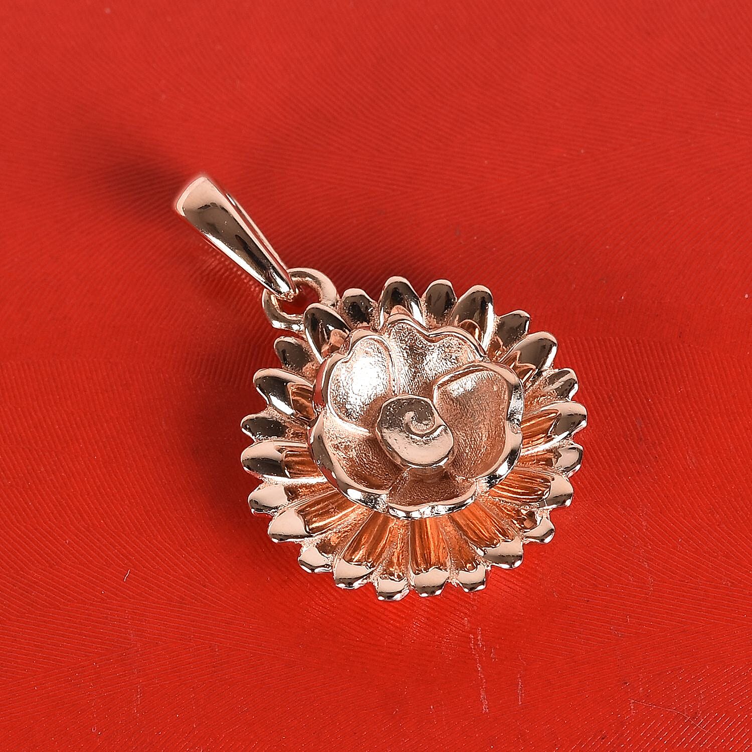 Rose Gold Overlay Sterling Silver Floral Pendant