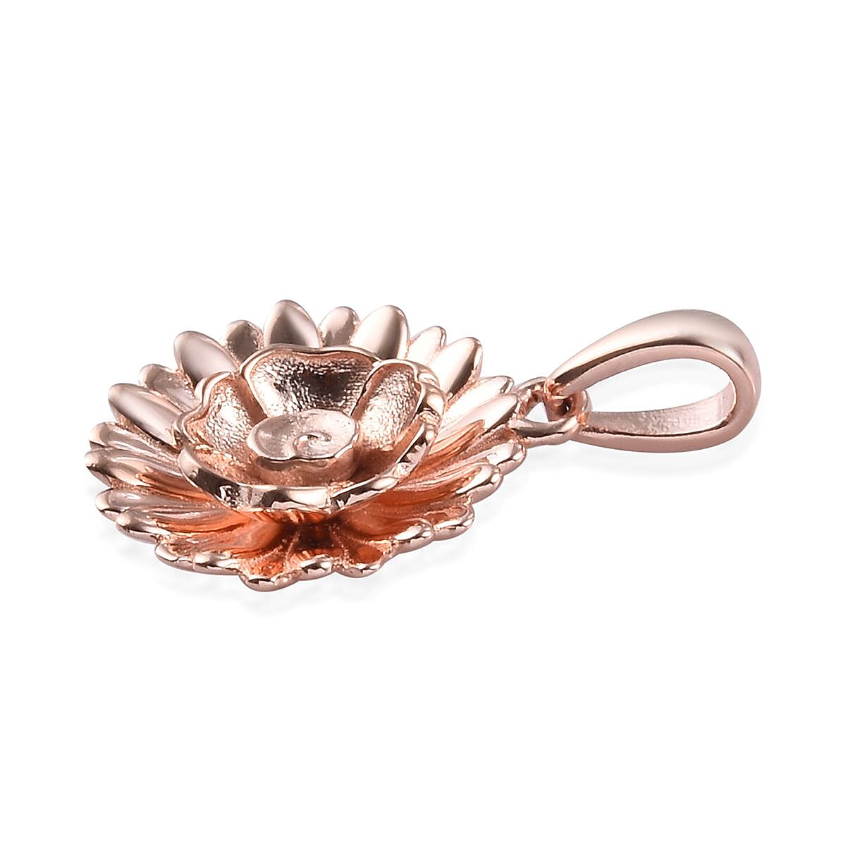 Rose Gold Overlay Sterling Silver Floral Pendant