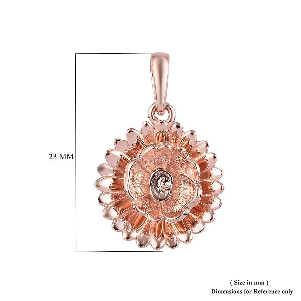 Rose Gold Overlay Sterling Silver Floral Pendant