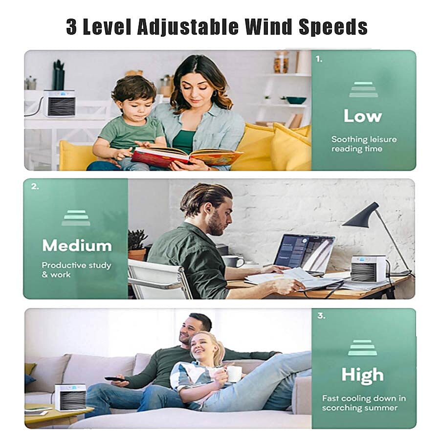 Multifunctional Polar Breeze Portable Air Cooler/Humidifier & Air Purifier with 3 Wind Speed Settings & Washable Sponge Filter