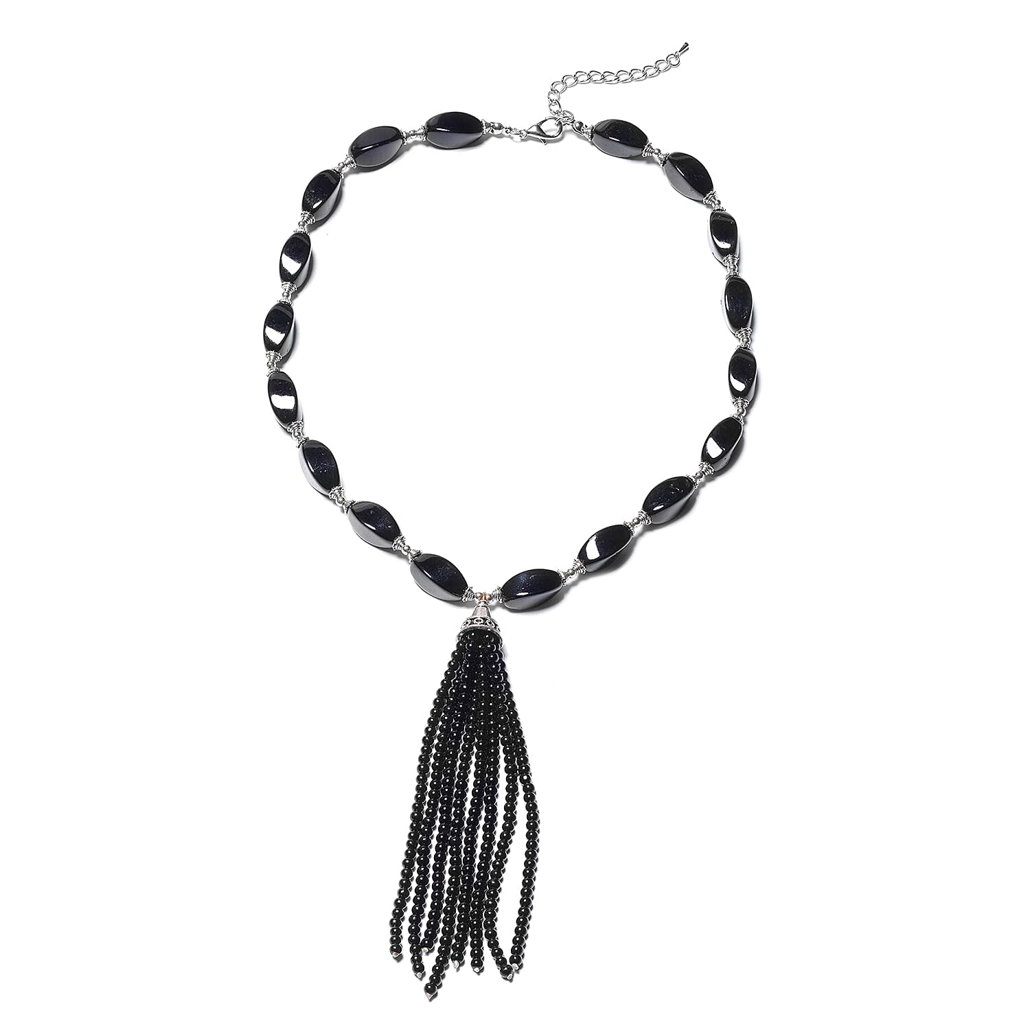 Black Howlite Necklace (Size 18 with 2.5 inch Extender) in Silver Tone 268.00 Ct.