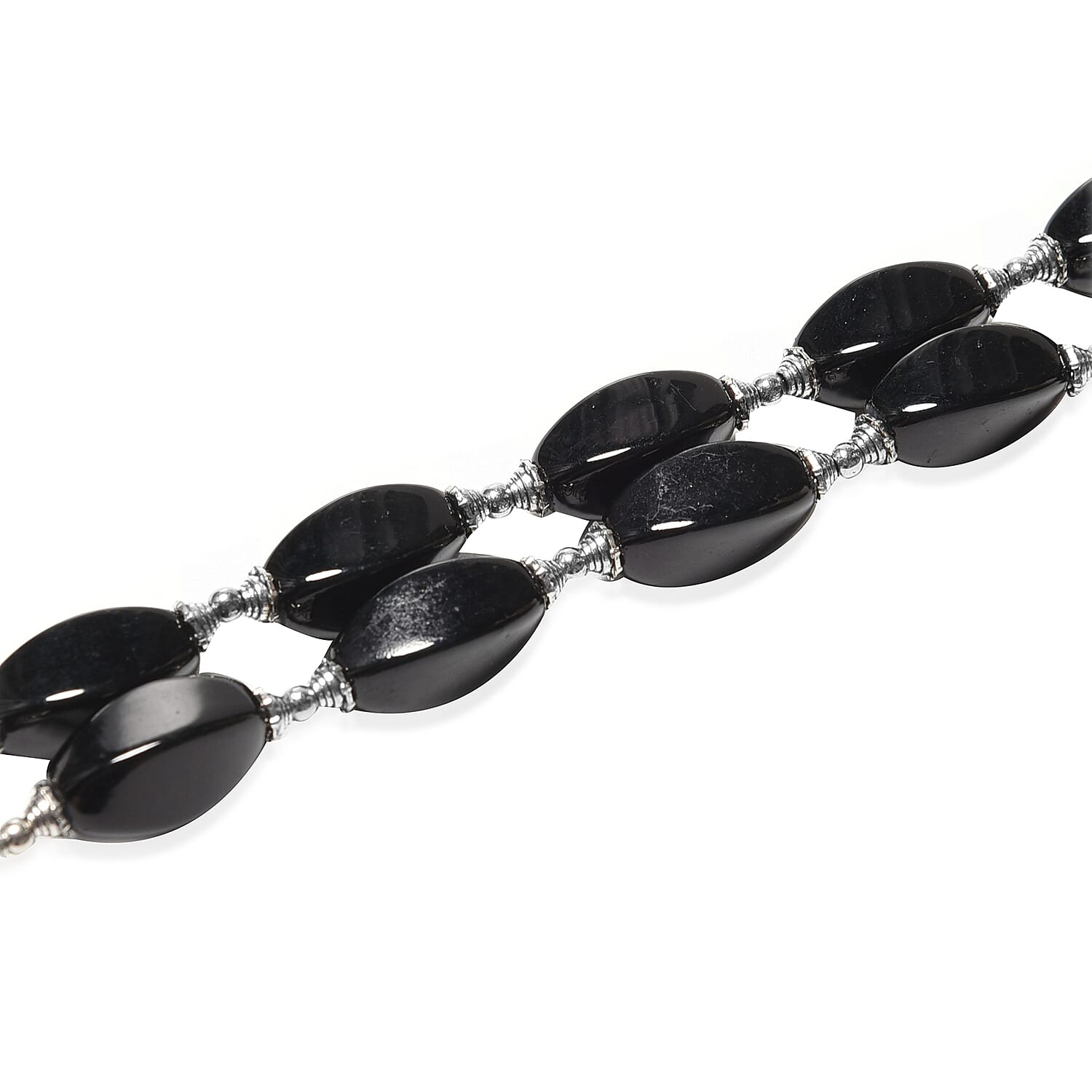 Black Howlite Necklace (Size 18 with 2.5 inch Extender) in Silver Tone 268.00 Ct.