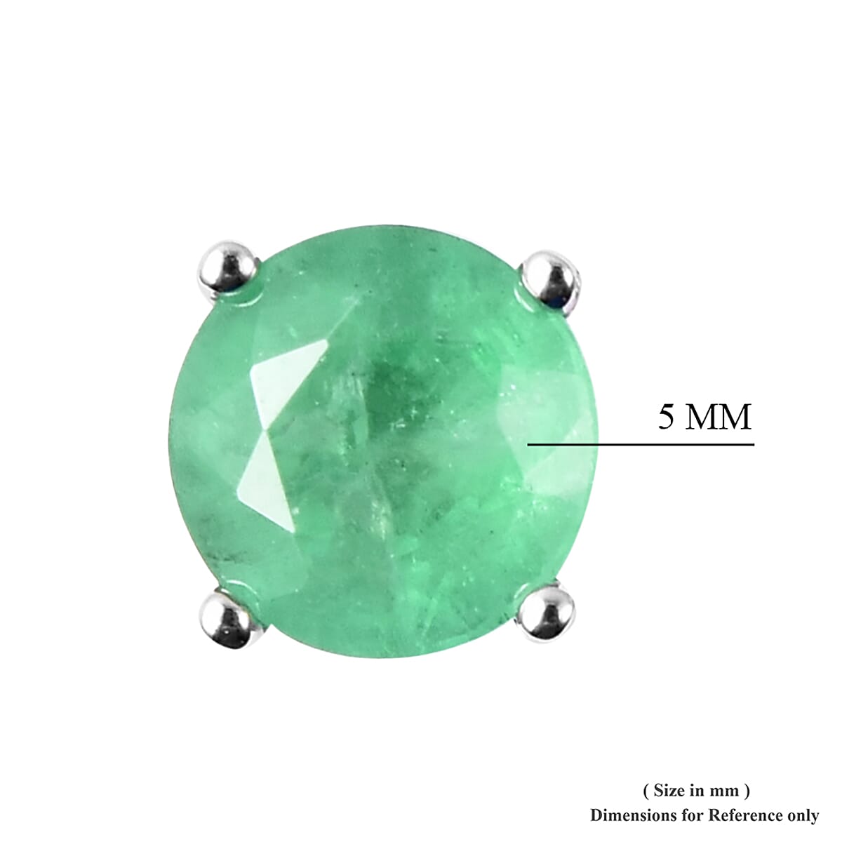 RHAPSODY 950 Platinum AAAA Zambian Emerald (Rnd) Earrings (with Screw Back) 1.00 Ct.