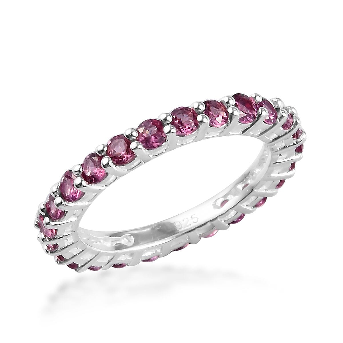 Lotus Garnet Eternity Ring in Sterling Silver 2.00 Ct.