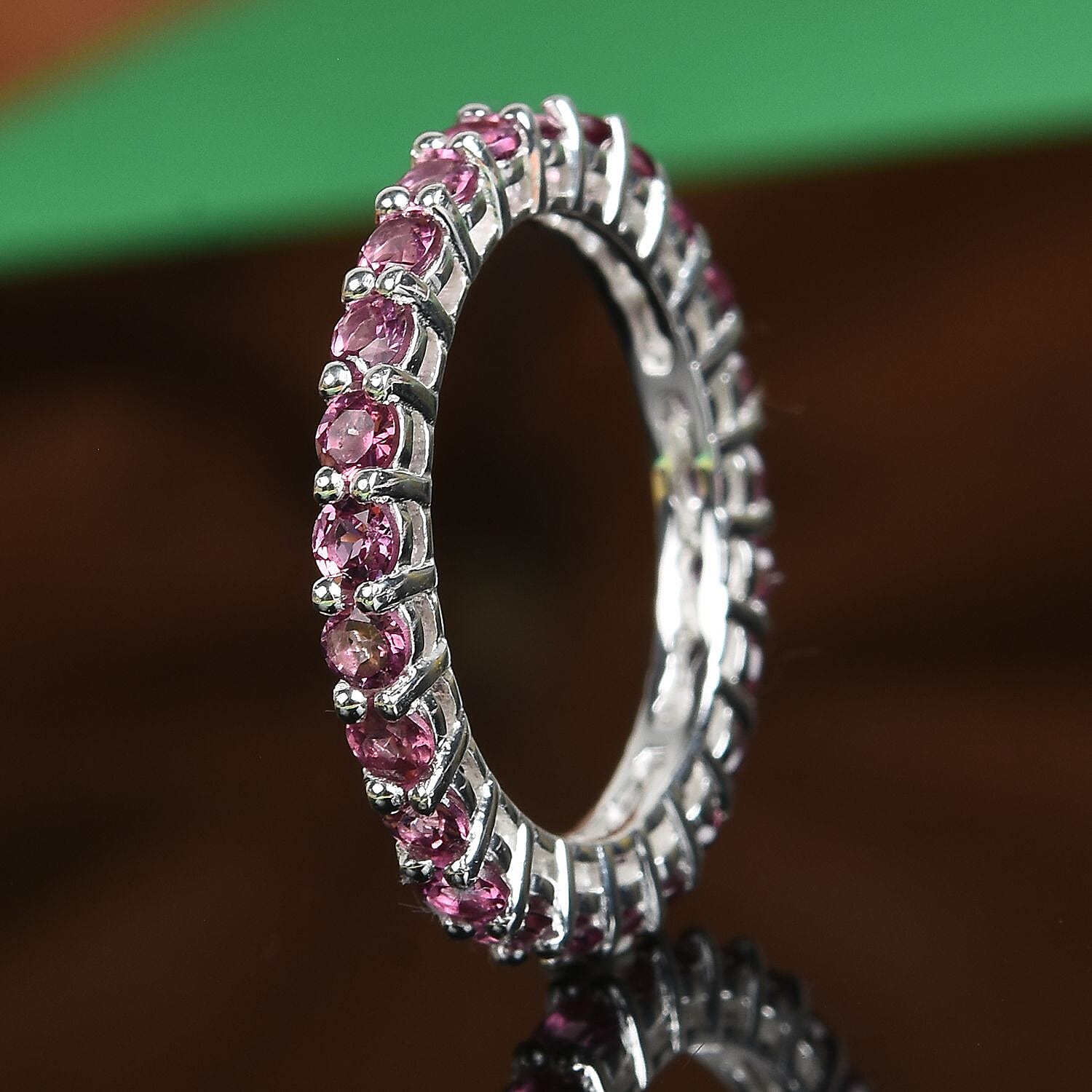 Lotus Garnet Eternity Ring in Sterling Silver 2.00 Ct.