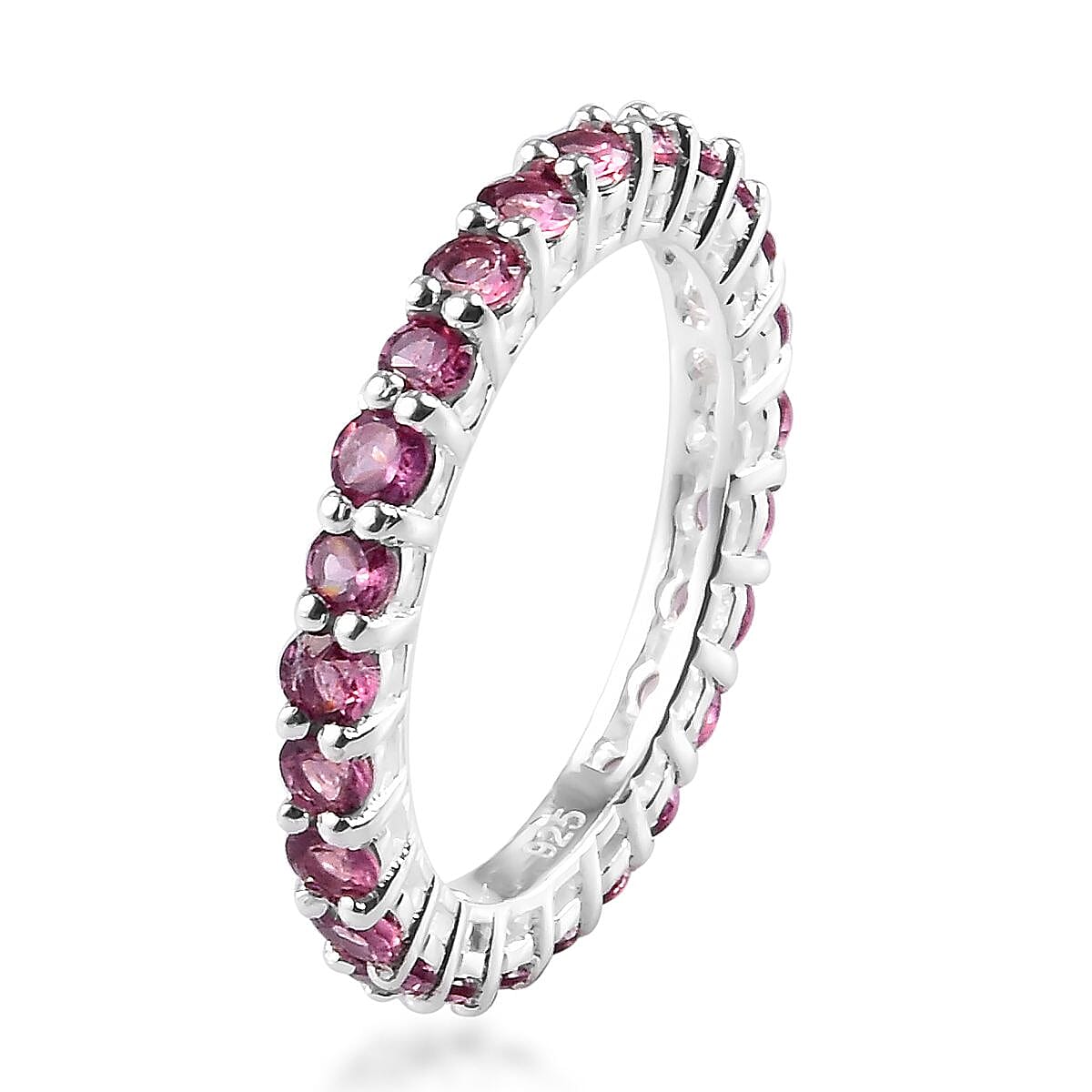 Lotus Garnet Eternity Ring in Sterling Silver 2.00 Ct.