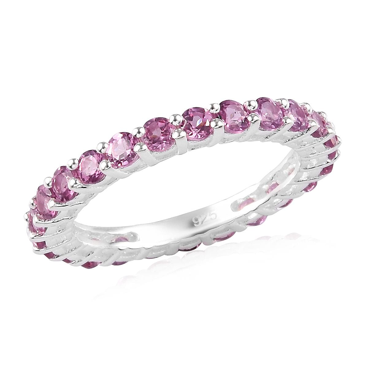 Lotus Garnet Eternity Ring in Sterling Silver 2.00 Ct.