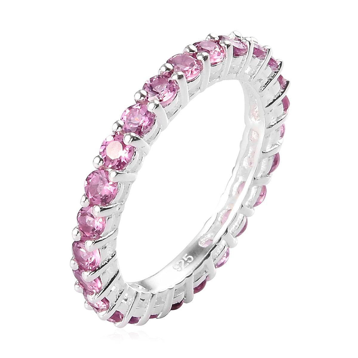 Lotus Garnet Eternity Ring in Sterling Silver 2.00 Ct.