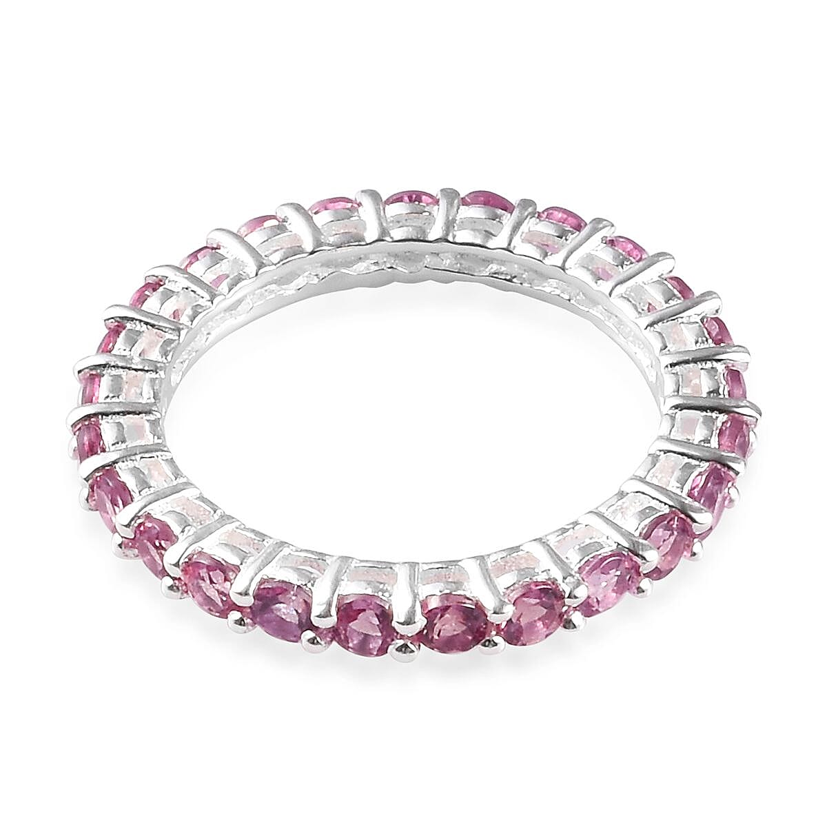 Lotus Garnet Eternity Ring in Sterling Silver 2.00 Ct.