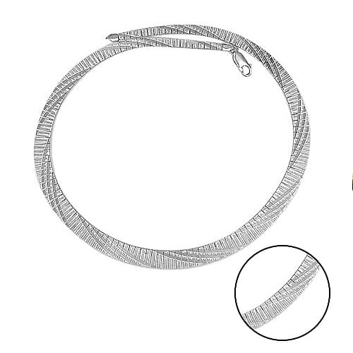 Rhodium Overlay Sterling Silver Stripe Chain (Size 17.5), Silver wt 26.62 Gms