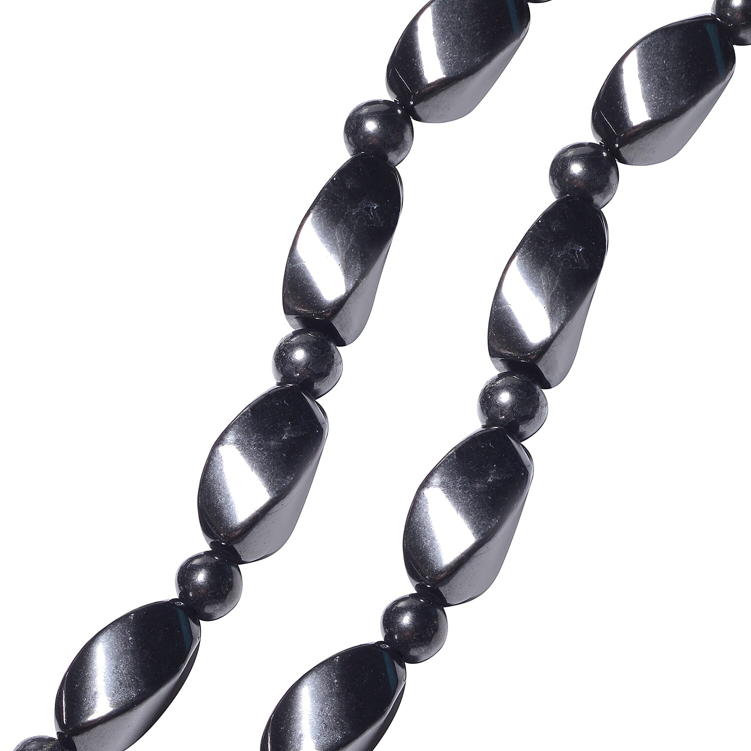 Shungite Beads Necklace (Size 20) in Rhodium Overlay Sterling Silver with Magnetic Lock 229.00 Ct.