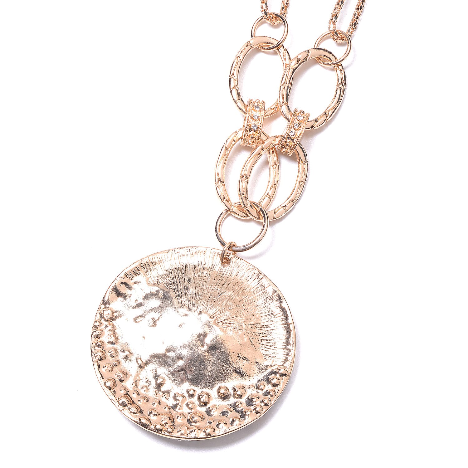 White Austrian Crystal Necklace (Size 28 with 3 inch Extender) in Yellow Gold Tone