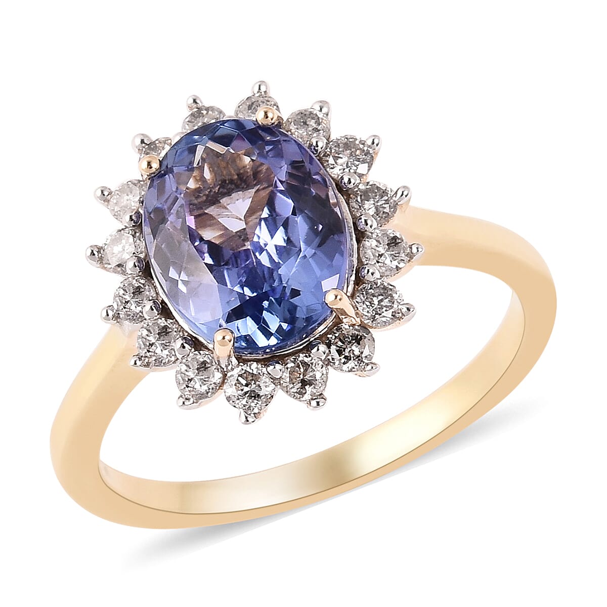 9K Yellow Gold Tanzanite and Diamond (I3-G-H) Ring 2.30 Ct.