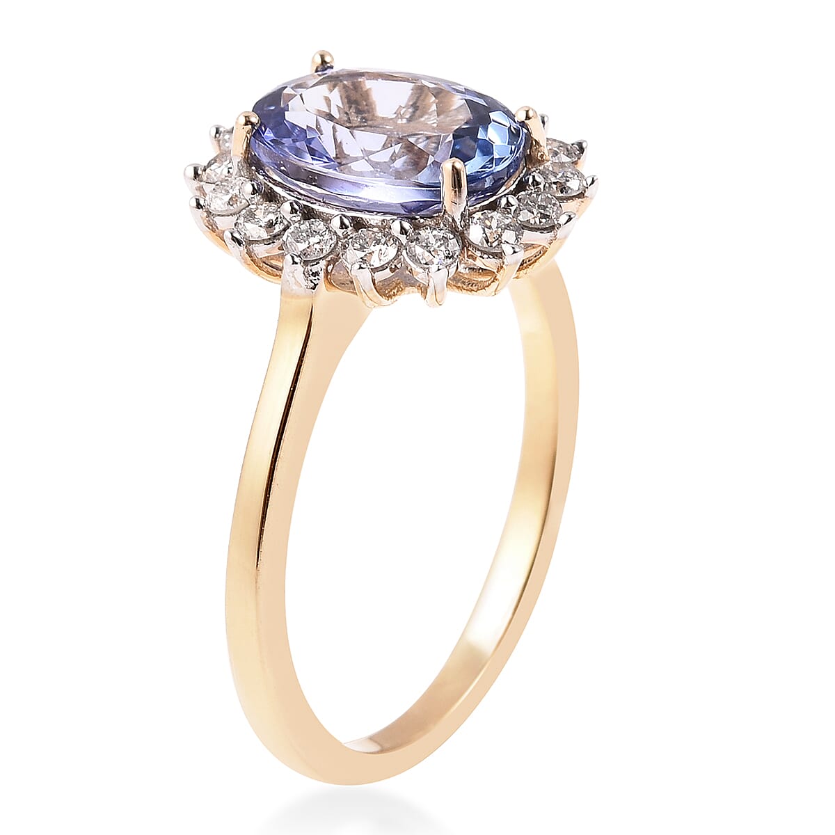 9K Yellow Gold Tanzanite and Diamond (I3-G-H) Ring 2.30 Ct.