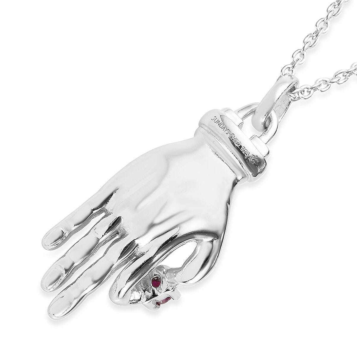 Sunday's Child 0.15 Ct. African Ruby Hand Holding Pendant With Chain in ...