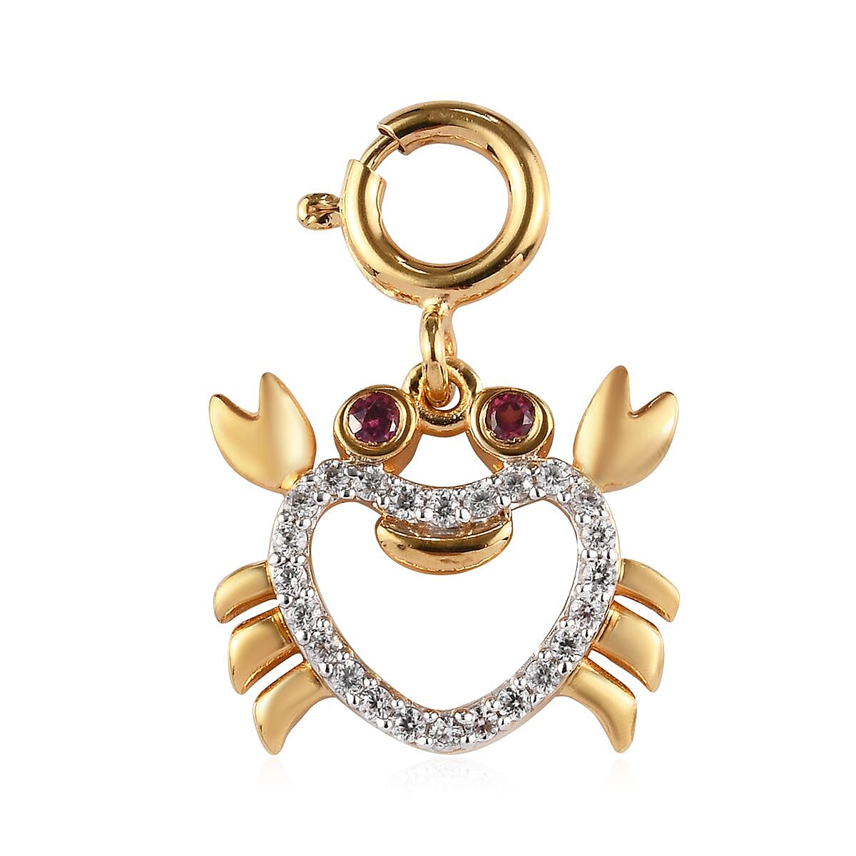 Sundays Child - Rhodolite Garnet, Natural Cambodian Zircon Crab Chram in 14K Gold Overlay Sterling Silver