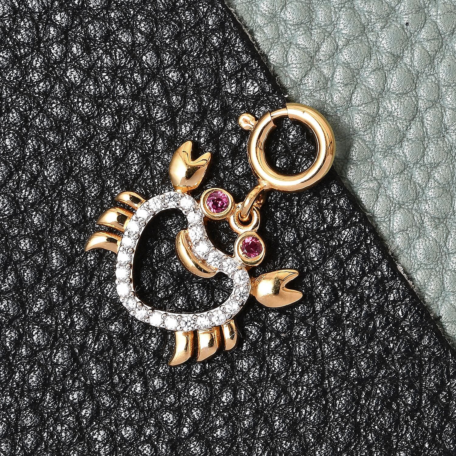 Sundays Child - Rhodolite Garnet, Natural Cambodian Zircon Crab Chram in 14K Gold Overlay Sterling Silver