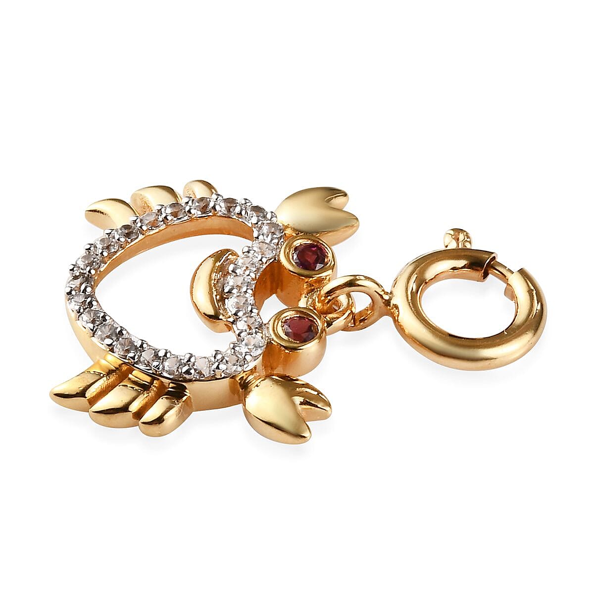Sundays Child - Rhodolite Garnet, Natural Cambodian Zircon Crab Chram in 14K Gold Overlay Sterling Silver