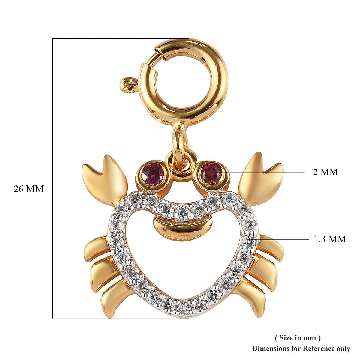 Sundays Child - Rhodolite Garnet, Natural Cambodian Zircon Crab Chram in 14K Gold Overlay Sterling Silver