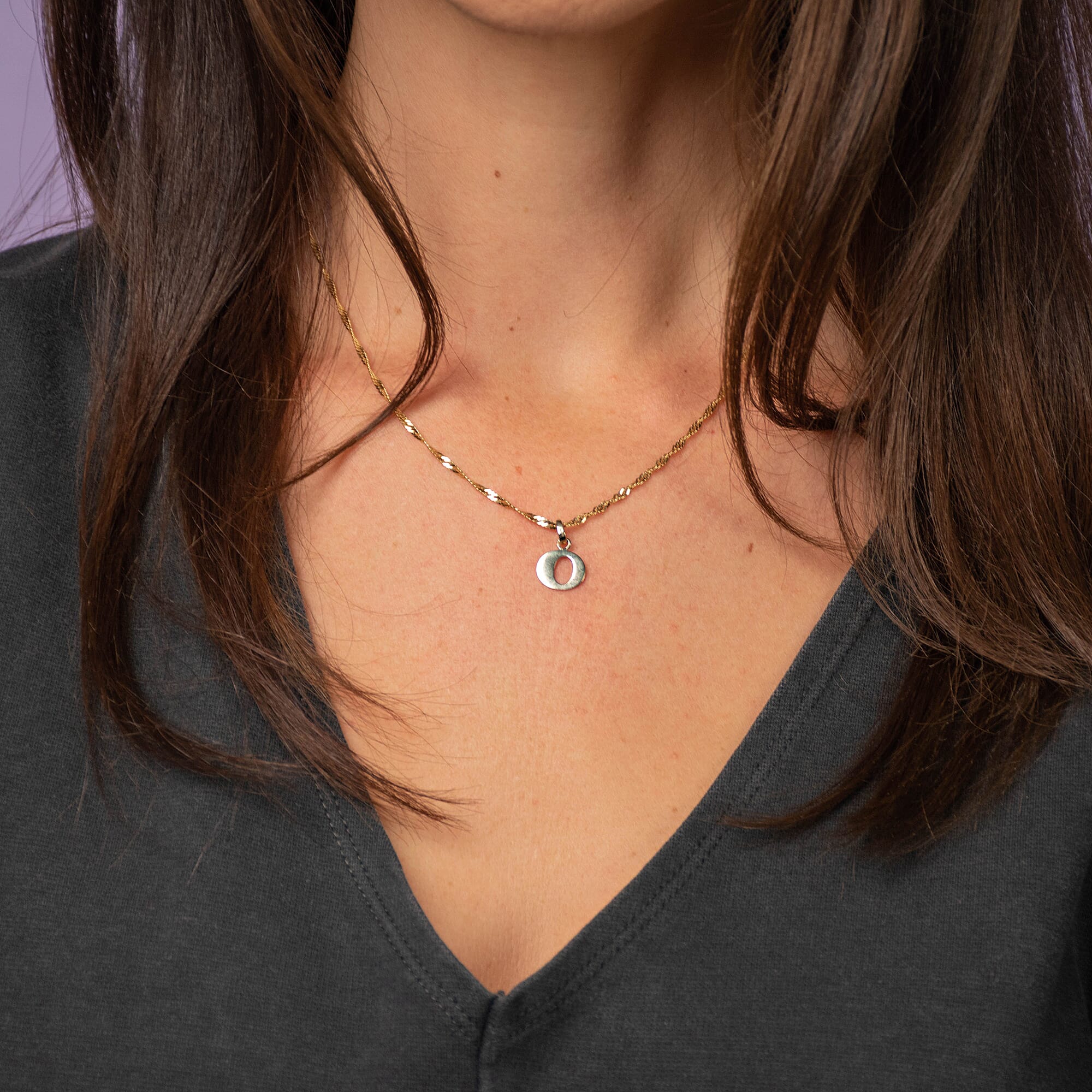 9K Yellow Gold Initial O Pendant