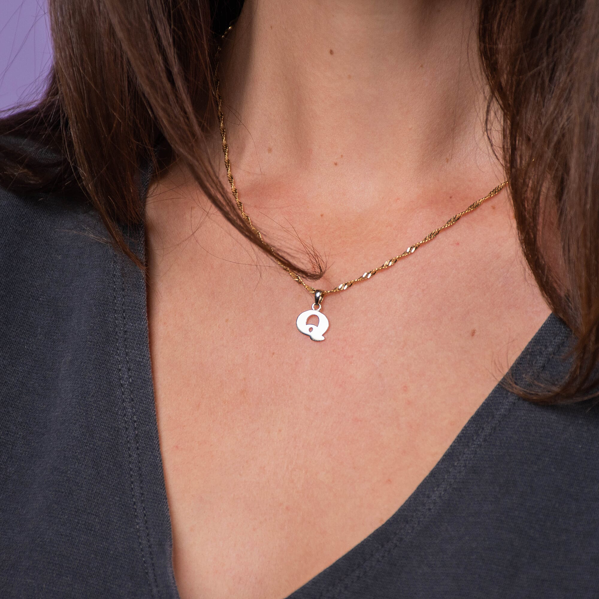 9K Yellow Gold Initial Q Pendant