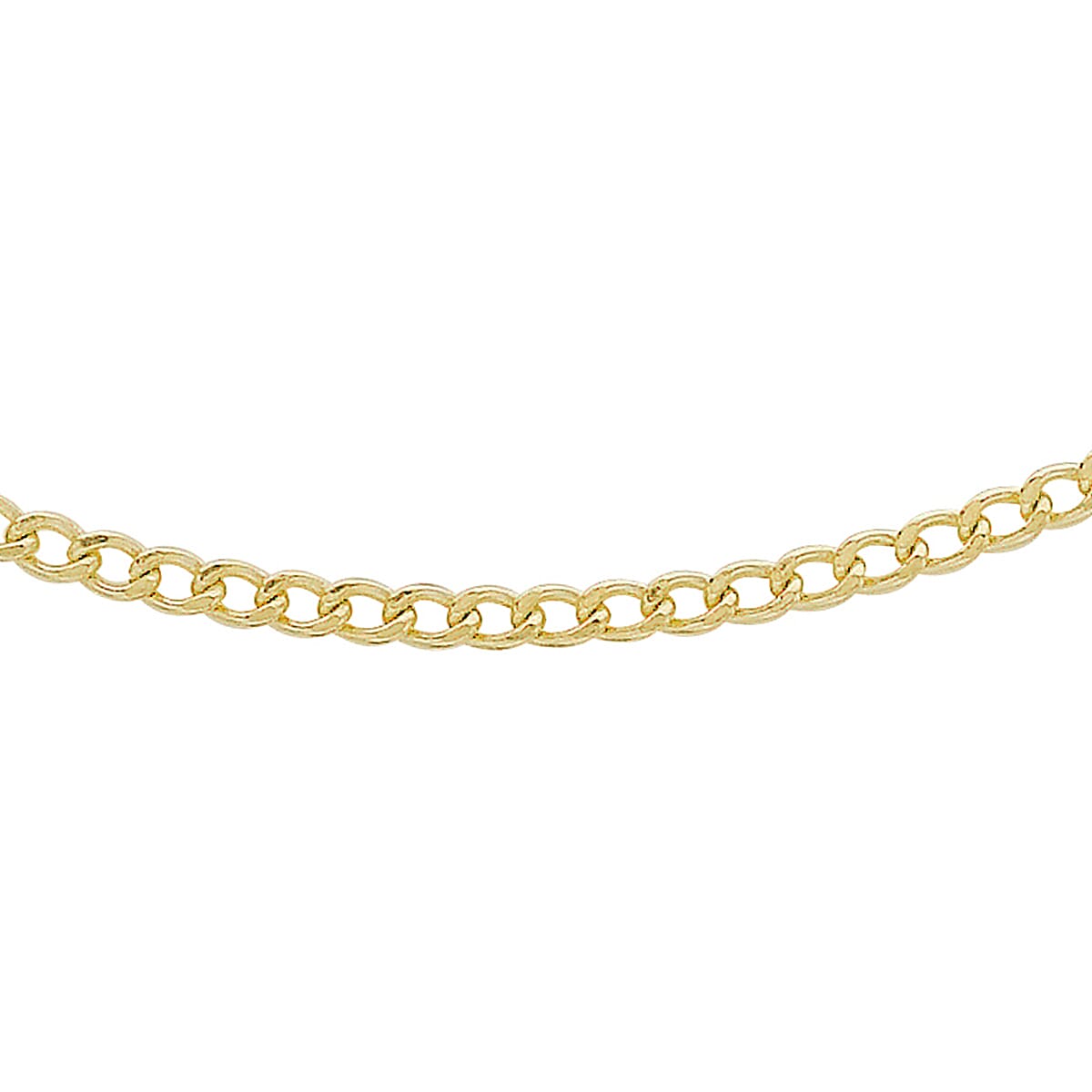 9K Yellow Gold Flat Curb Chain (Size - 18) With Spring Ring Clasp