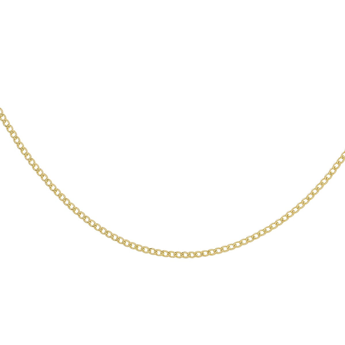 9K Yellow Gold Flat Curb Chain (Size - 18) With Spring Ring Clasp
