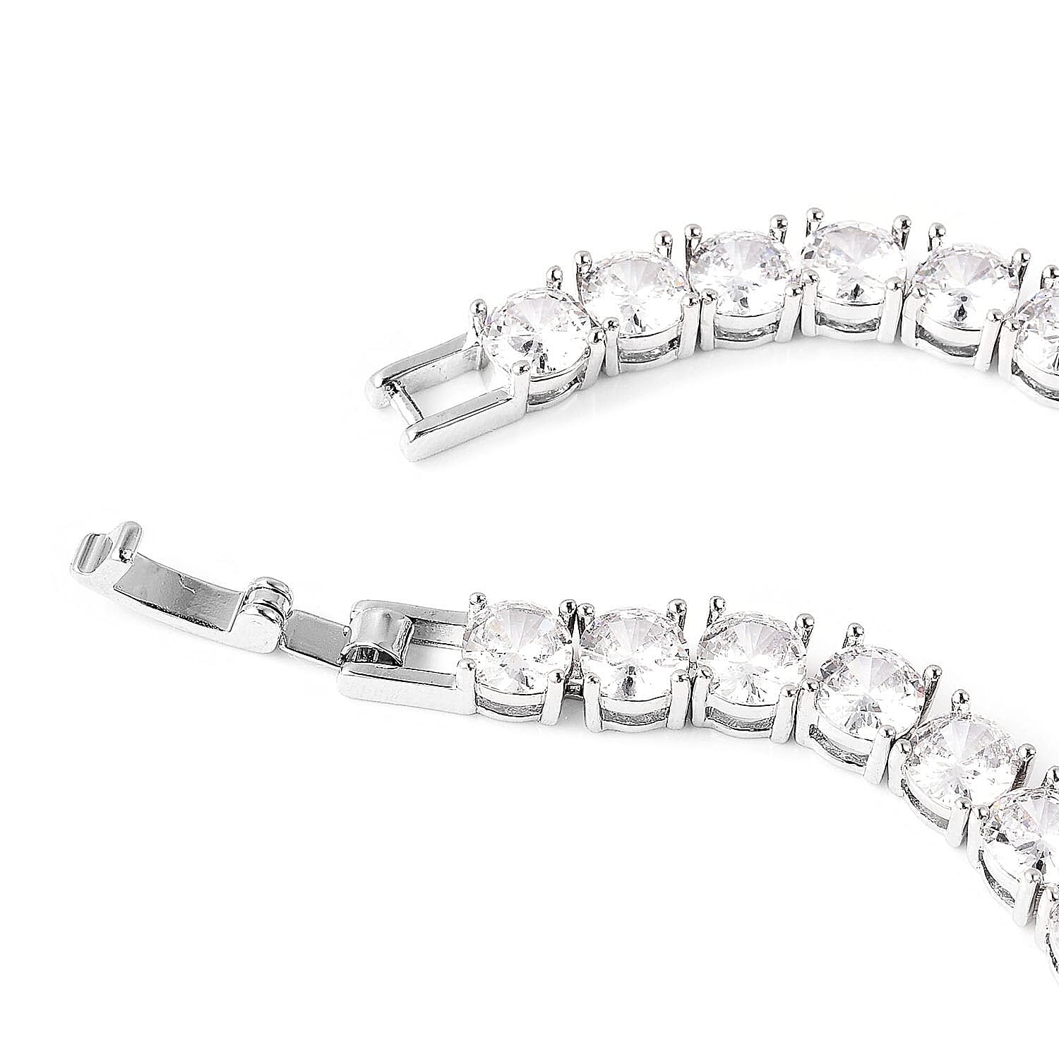 Simulated Diamond Tennis Bracelet (Size 8) in Silver Tone