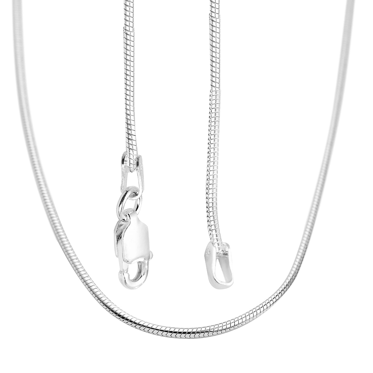 Hatton Garden Closeout Deal - Sterling Silver Round Snake Necklace (Size 24) with Lobster Clasp