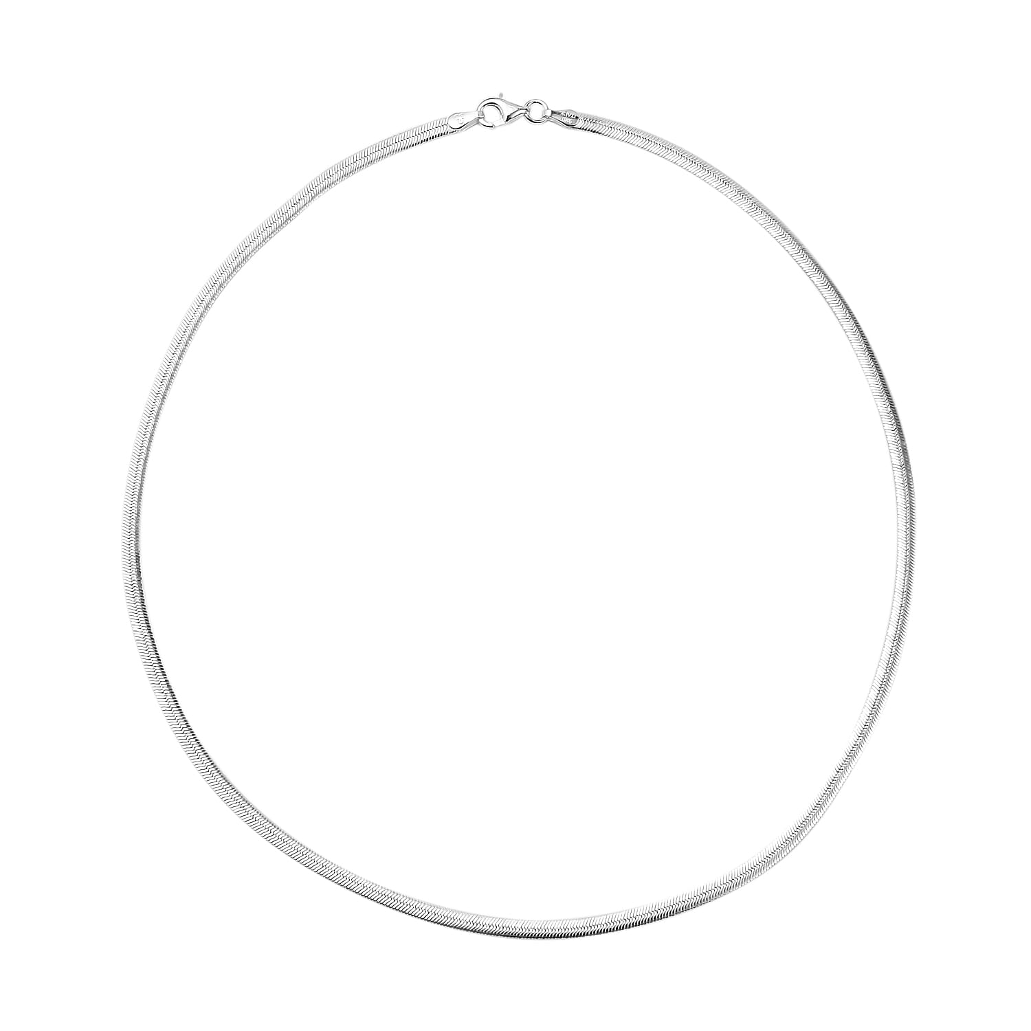 Sterling Silver Flat Snake Necklace (Size 16) with Lobster Clasp, Silver Wt 7.30 Gms