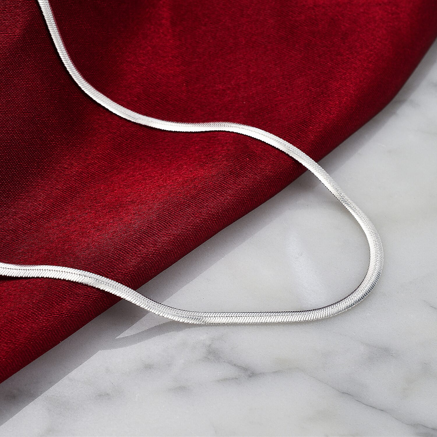 Sterling Silver Flat Snake Necklace (Size 16) with Lobster Clasp, Silver Wt 7.30 Gms