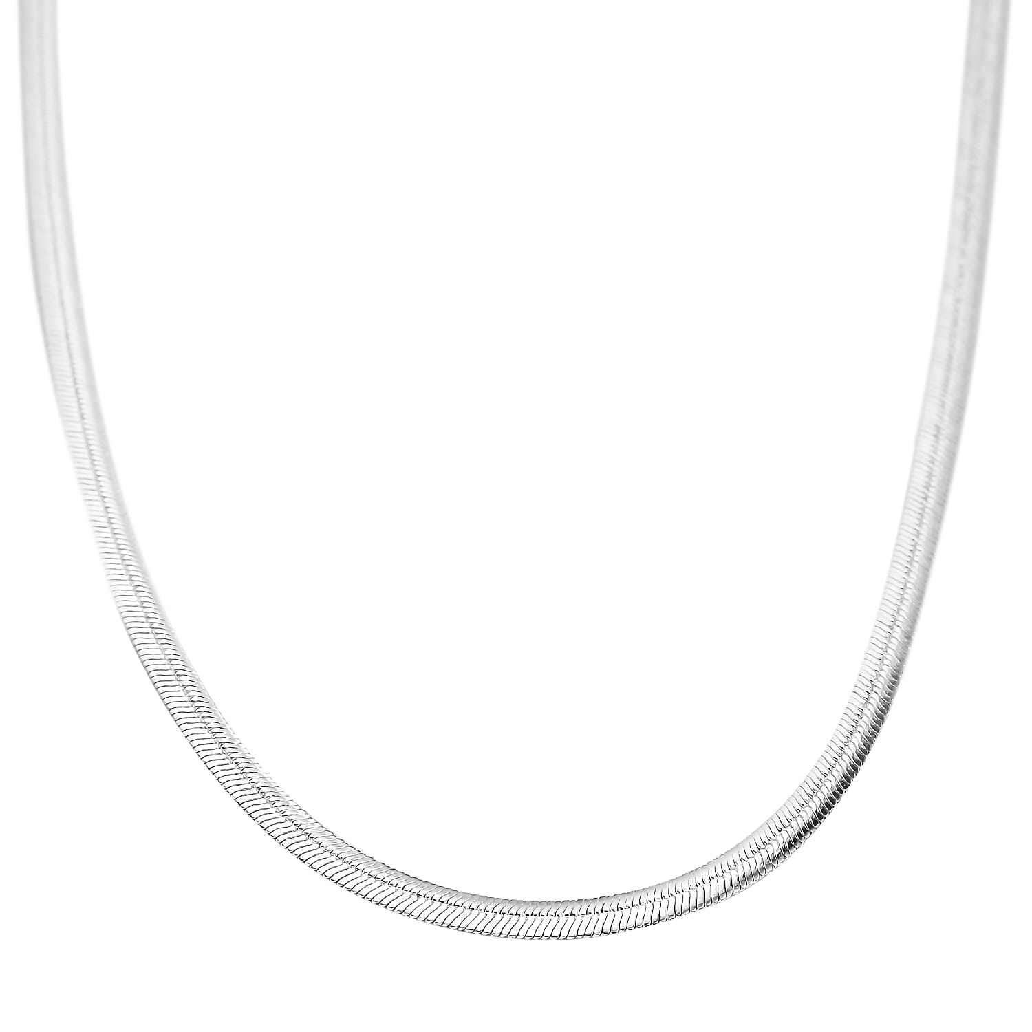 Sterling Silver Flat Snake Necklace (Size 16) with Lobster Clasp, Silver Wt 7.30 Gms