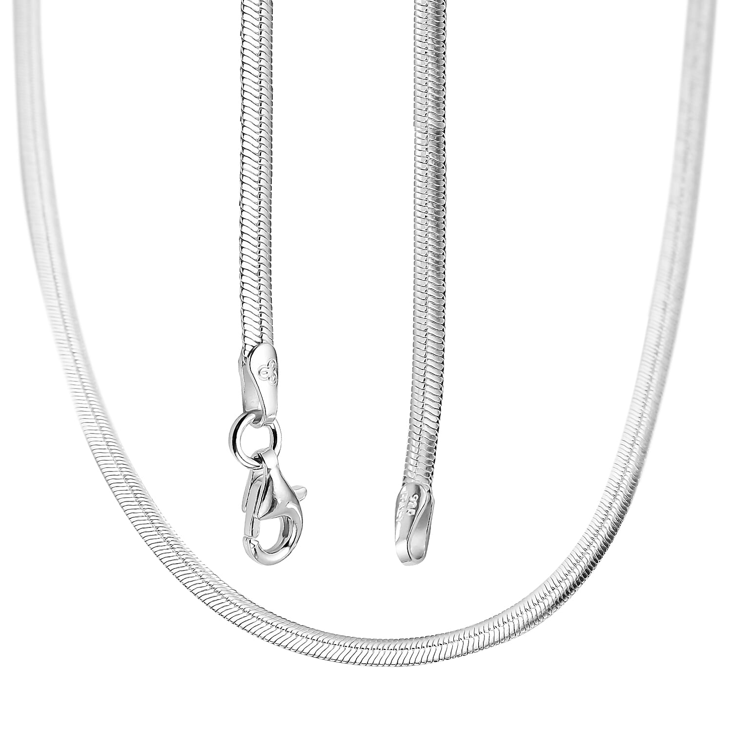 Sterling Silver Flat Snake Necklace (Size 16) with Lobster Clasp, Silver Wt 7.30 Gms