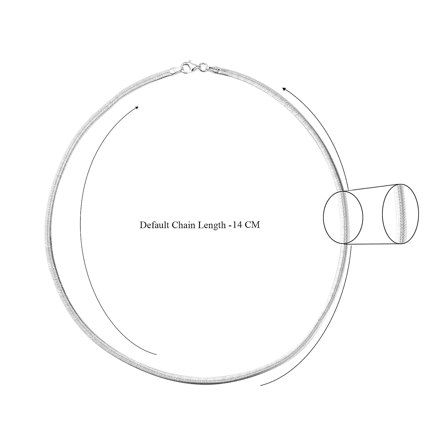 Sterling Silver Flat Snake Necklace (Size 16) with Lobster Clasp, Silver Wt 7.30 Gms