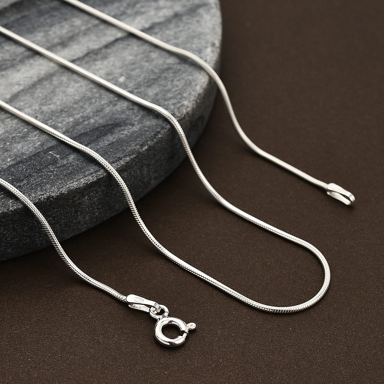 Hatton Garden Closeout Deal - Sterling Silver Round Snake Chain (Size 24) with Spring Ring Clasp