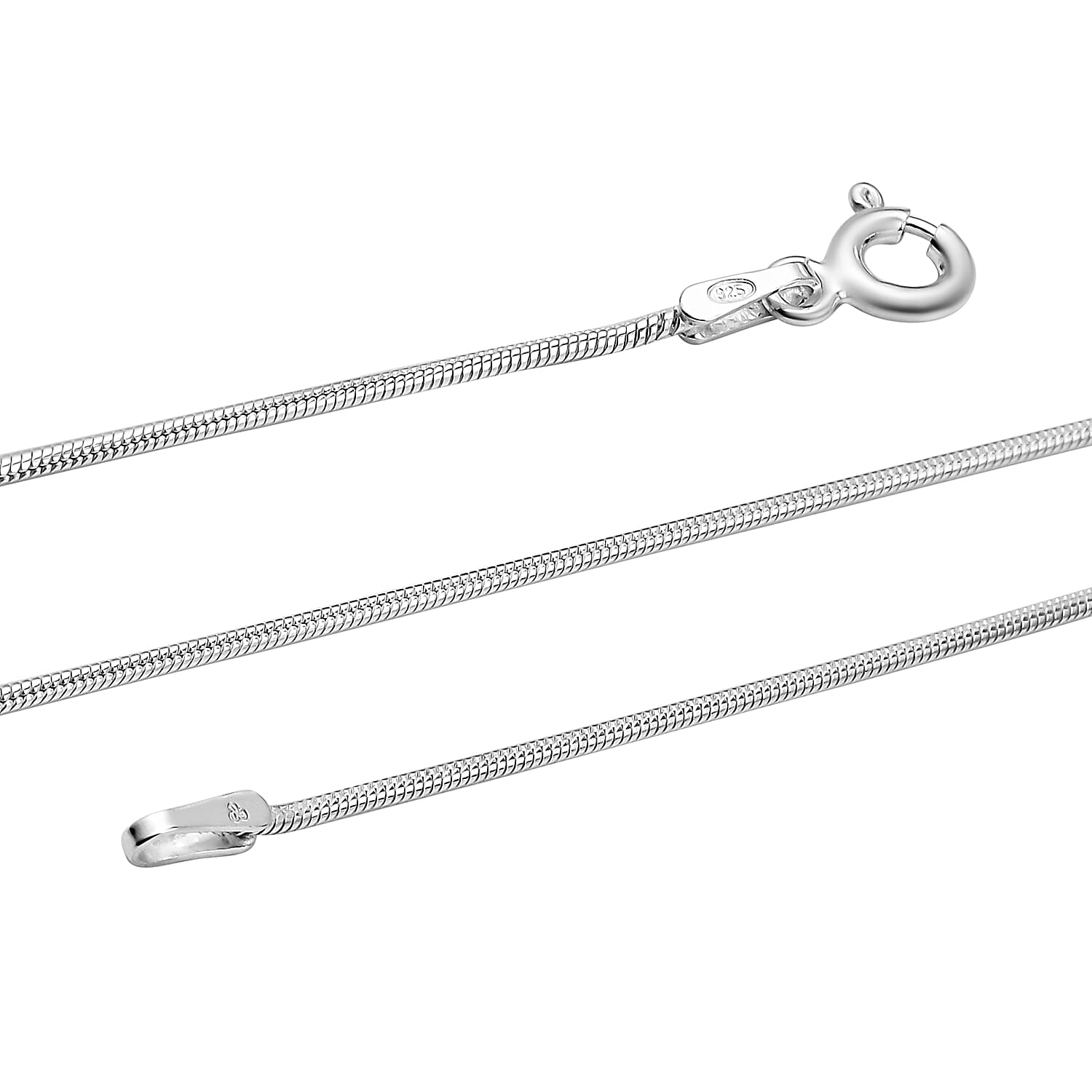 Hatton Garden Closeout Deal - Sterling Silver Round Snake Chain (Size 24) with Spring Ring Clasp