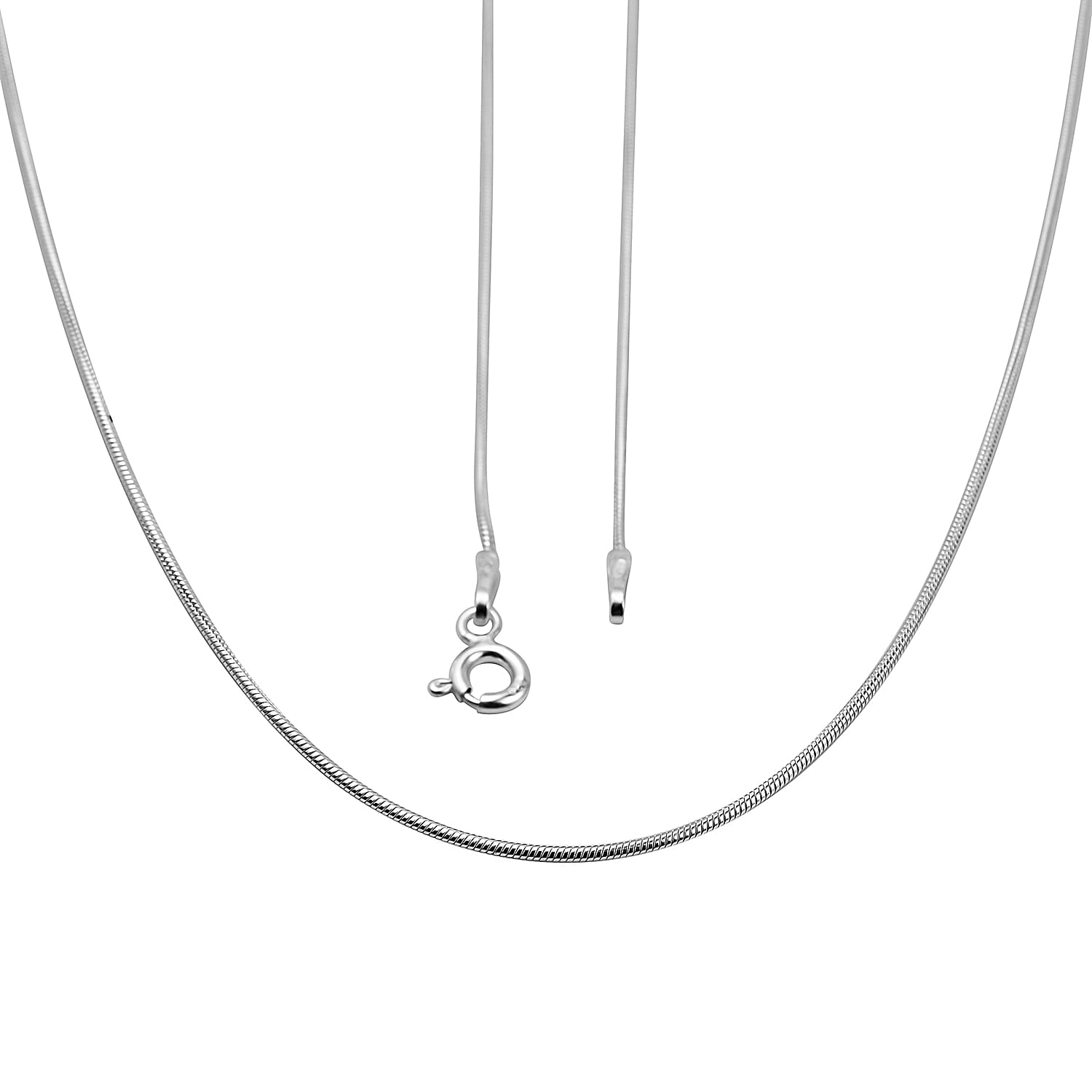 Hatton Garden Closeout Deal - Sterling Silver Round Snake Chain (Size 24) with Spring Ring Clasp
