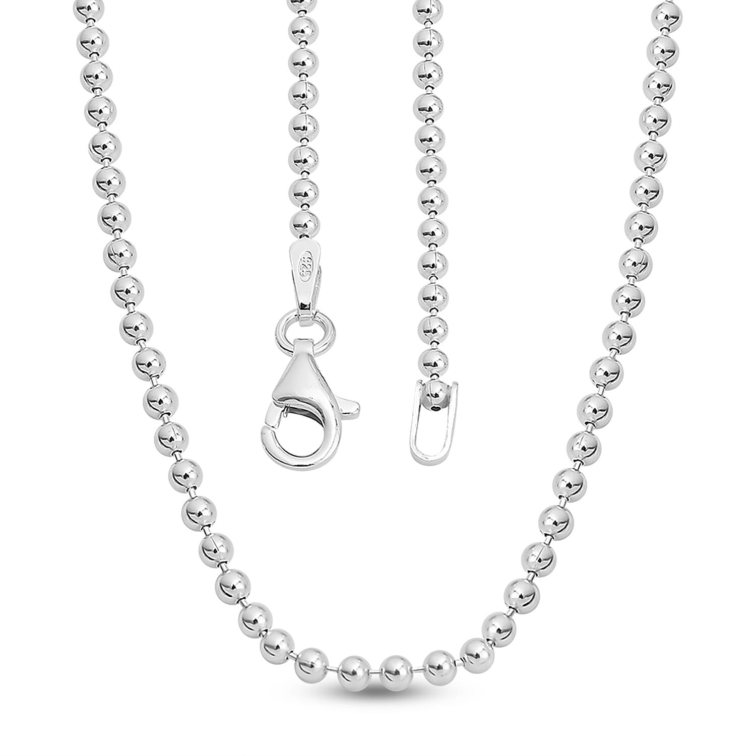 Sterling Silver Ball Bead Chain (Size 20) with Lobster Clasp, Silver Wt. 5.90 Gms.