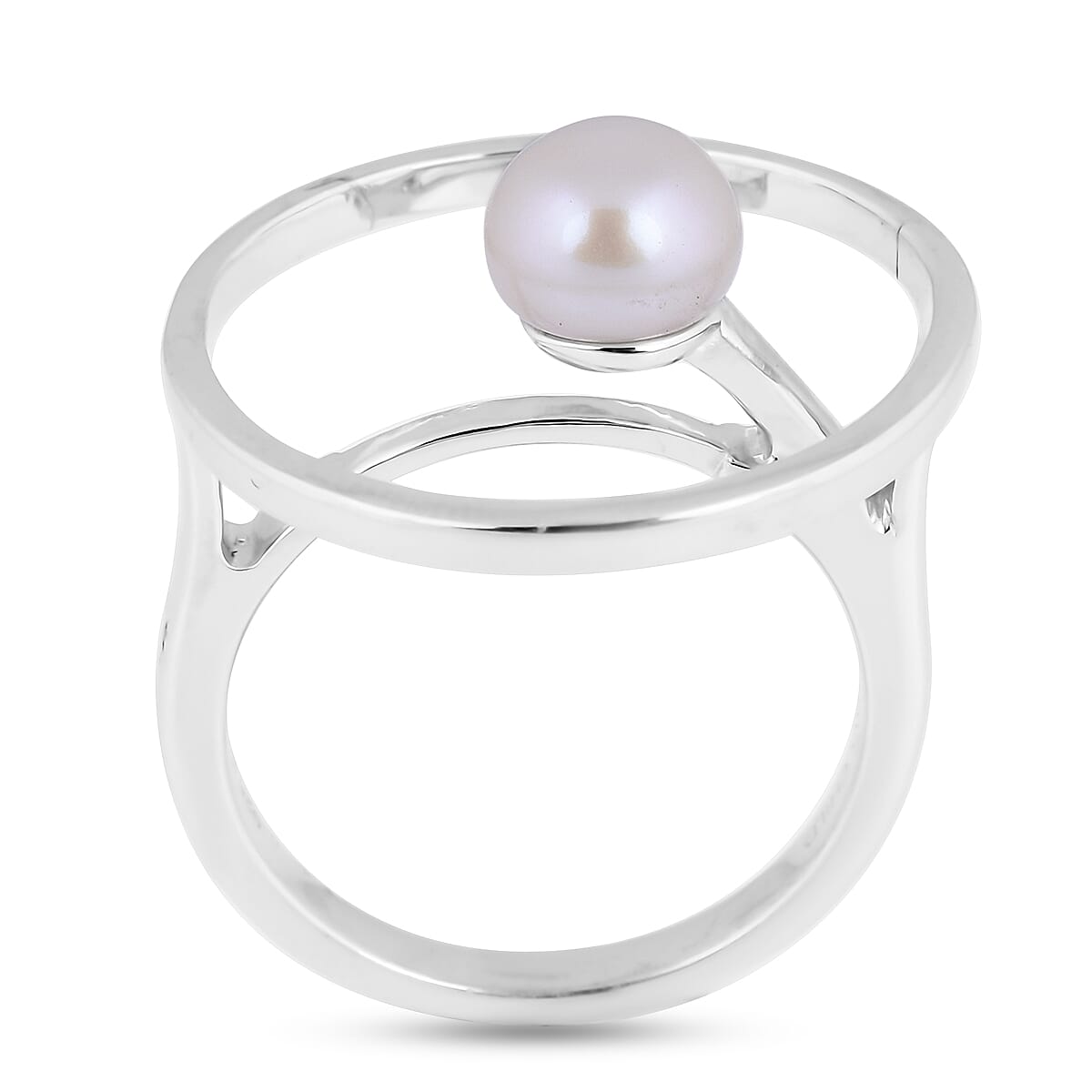 Sundays Child - Freshwater Pearl Ring in Platinum Overlay Sterling Silver