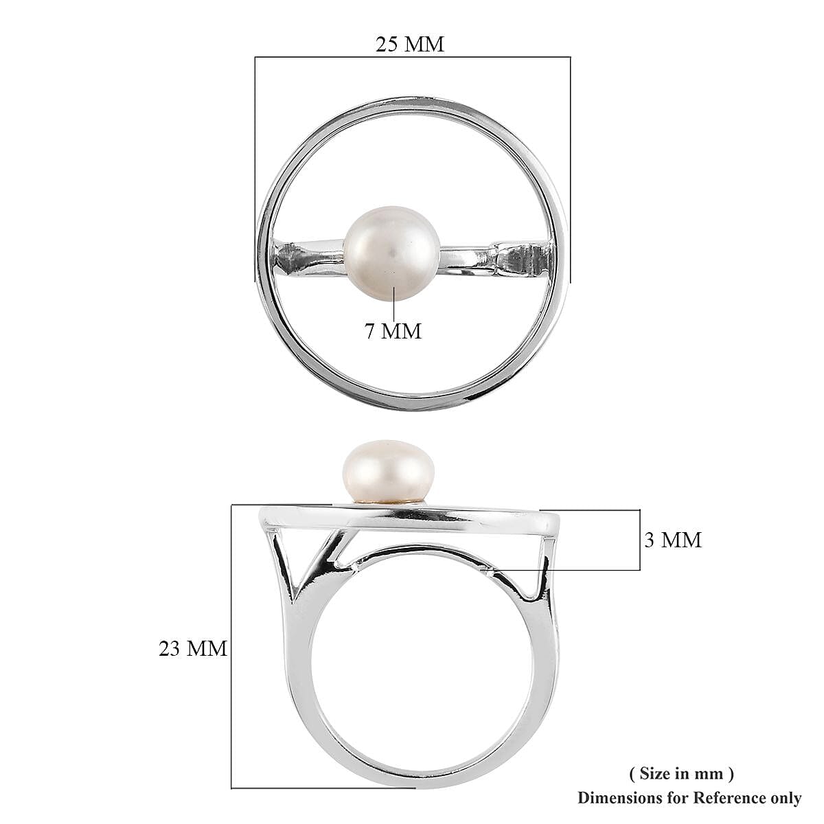 Sundays Child - Freshwater Pearl Ring in Platinum Overlay Sterling Silver