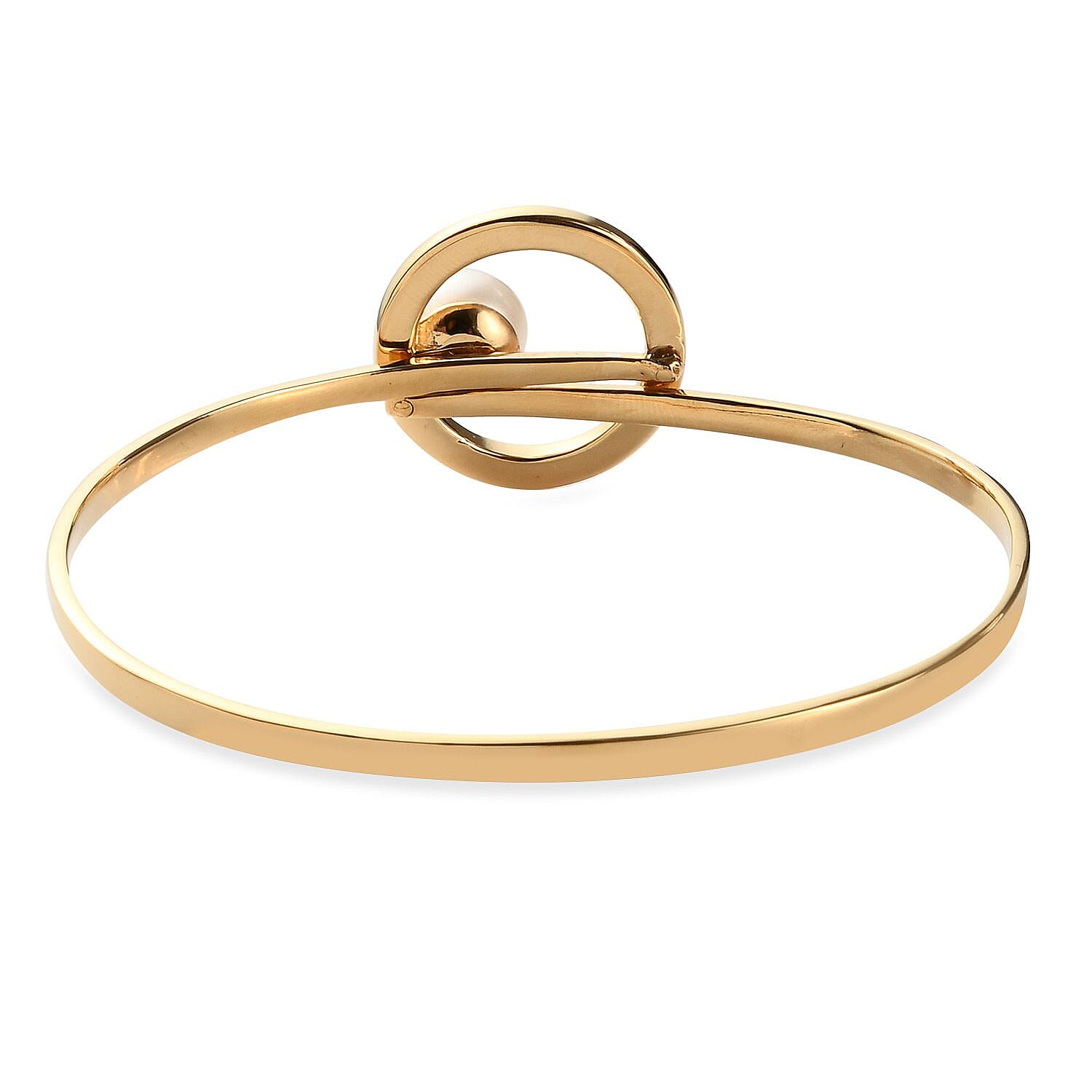 Sundays Child - Freshwater Pearl Bangle (Size 7.5) in 14K Gold Overlay Sterling Silver Silver Wt 15.41 Grams