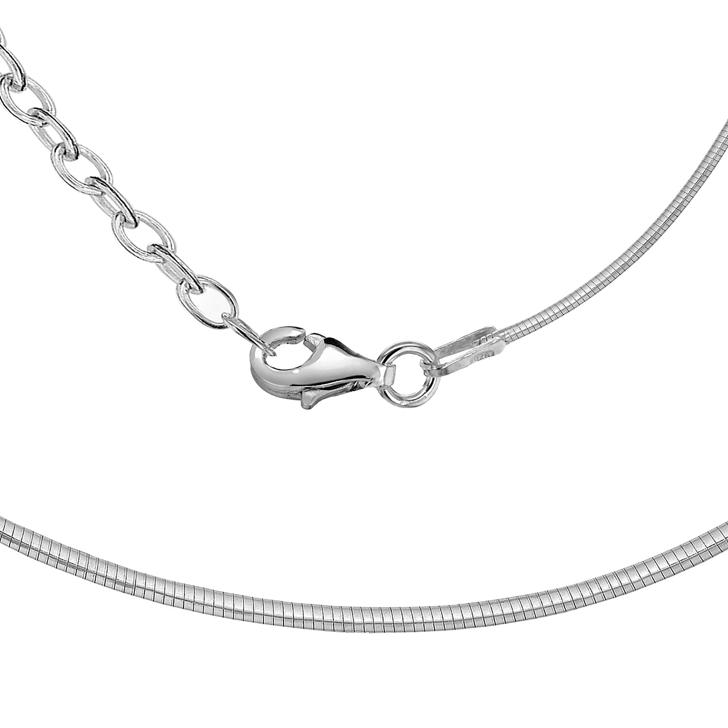 Sterling Silver Adjustable Snake Chain (Size 16 with 2 inch Extender)
