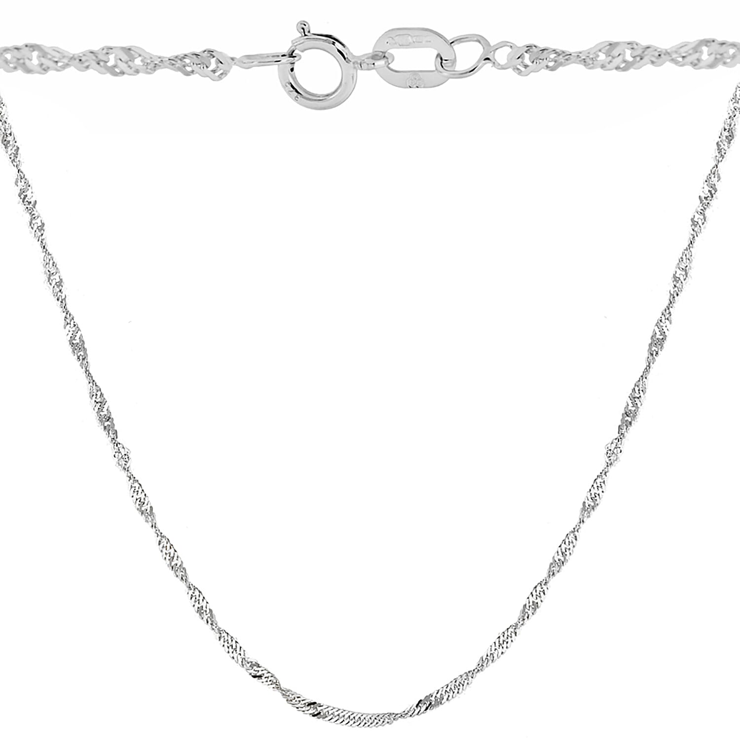 Sterling Silver Twisted Curb Necklace (Size 20) with Spring Ring Clasp