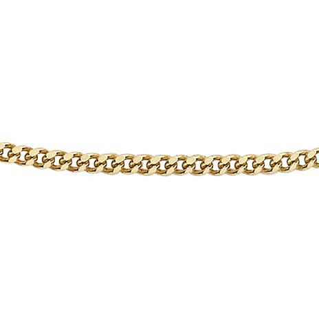 Hatton Garden Close Out Deal - 9K Yellow Gold Diamond Cut Curb Necklace (Size 18) with Spring Ring Clasp