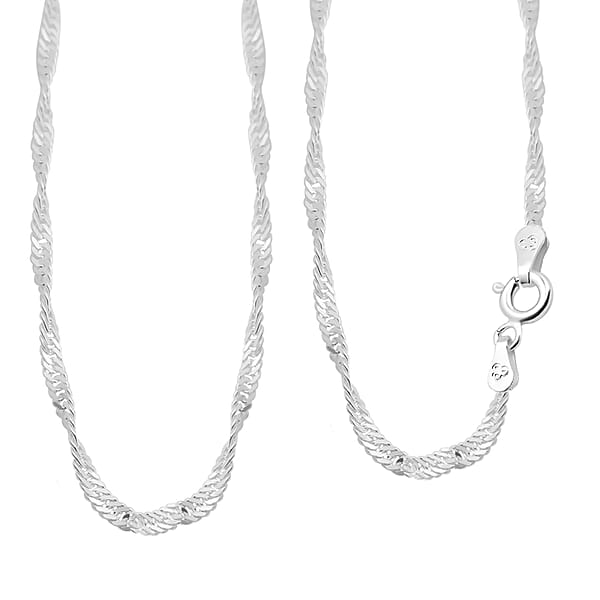 JCK Vegas Collection Diamond Cut Twist Curb Chain in Sterling Silver