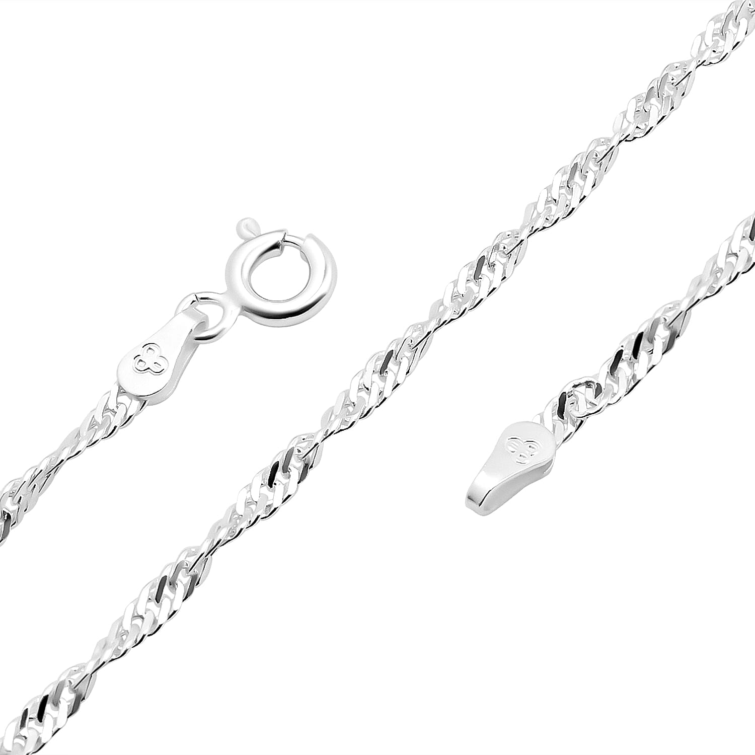 Sterling Silver Twisted Curb Chain (Size 24) With Spring Ring Clasp