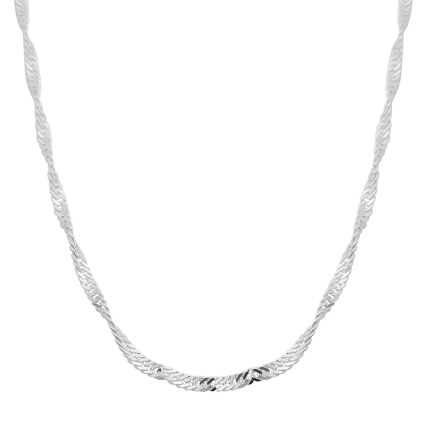 Sterling Silver Twisted Curb Chain (Size 24) With Spring Ring Clasp